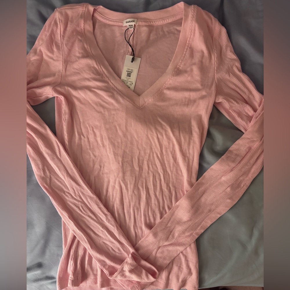 Garage NWT Light pink XS Serene Deep V-Neck Long Sleeve Top